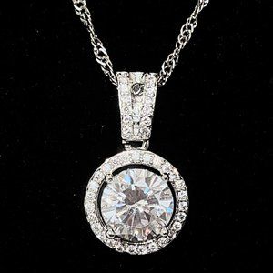 2 Ct Diamond CZ Halo Pendant 925 Necklace